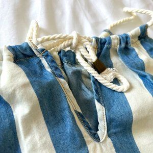 Striped Chambray Tank with Rope-tie adjustable neck